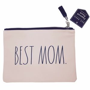 RAE DUNN Zippered Pouch Best Mom Pink Black Tassel